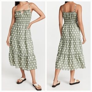 Faithfull the Brand Shaloom Midi Dress in Emelda Dot Slate size XL NWT